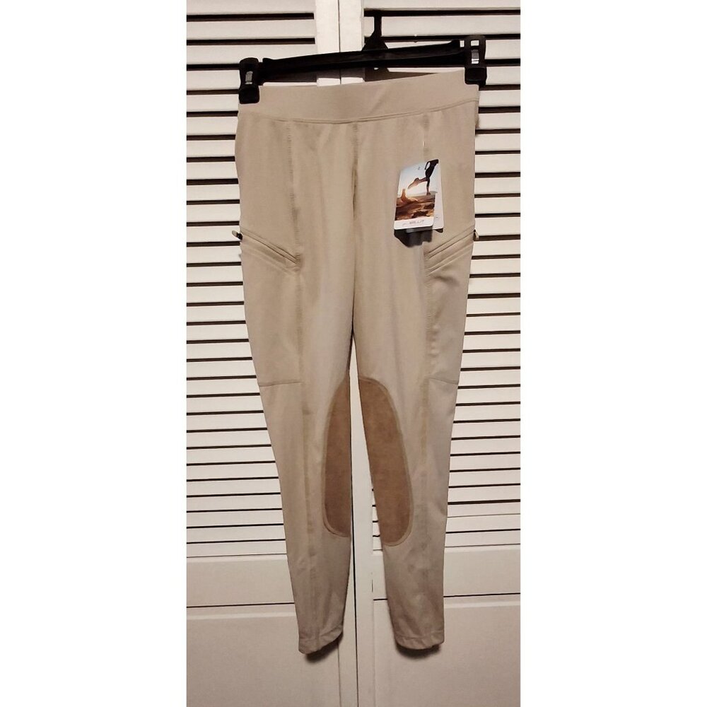 NWT Willit Girls Beige Equestrian Riding Pants With Suede Knee Patches Medium